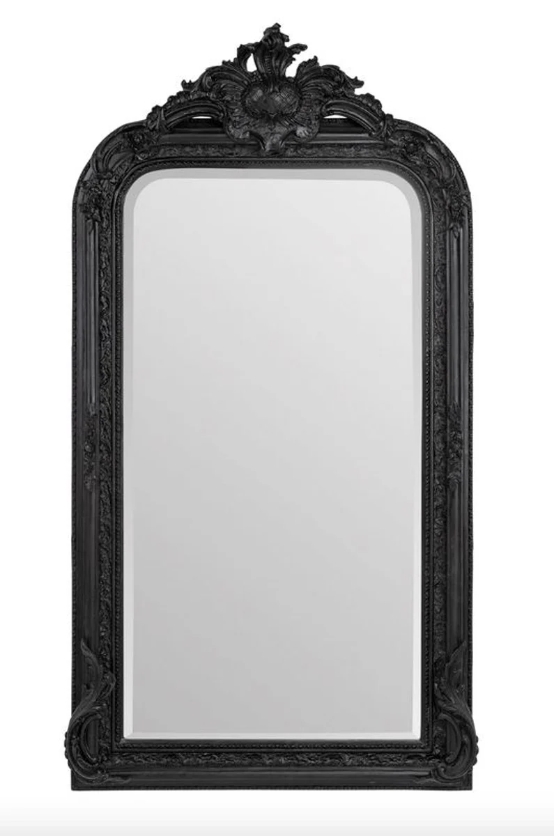 Casa Padrino Barock Spiegel Schwarz 90 x H. 160 cm - Wandspiegel Antik Stil Möbel