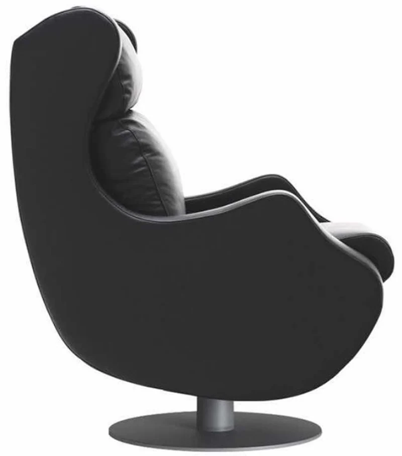 Casa Padrino Luxus Drehsessel Schwarz / Grau 72 x 82 x H. 96 cm - Relax Sessel - Leder Sessel - Luxus Möbel