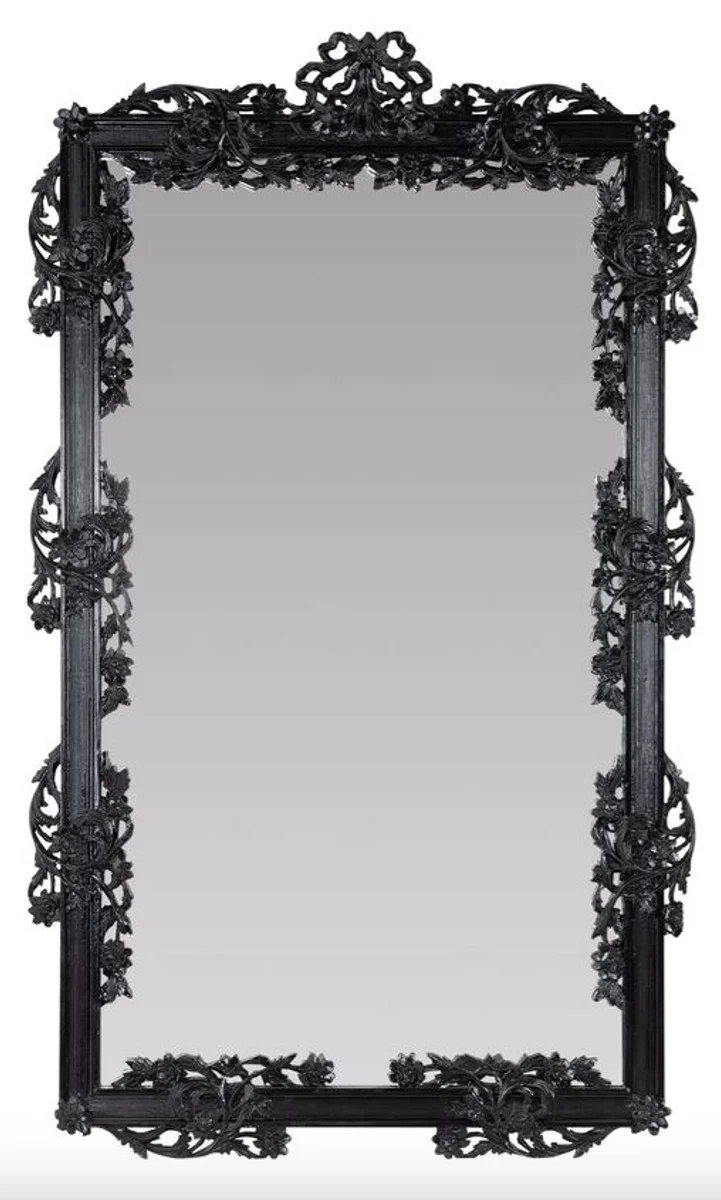 Casa Padrino Barock Spiegel / Wandspiegel Schwarz 122 x H. 224 cm - Barockstil Möbel