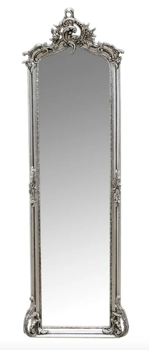 Casa Padrino Barock Wandspiegel Silber 54 x H. 172 cm - Wohnzimmer Spiegel Antik Stil Möbel