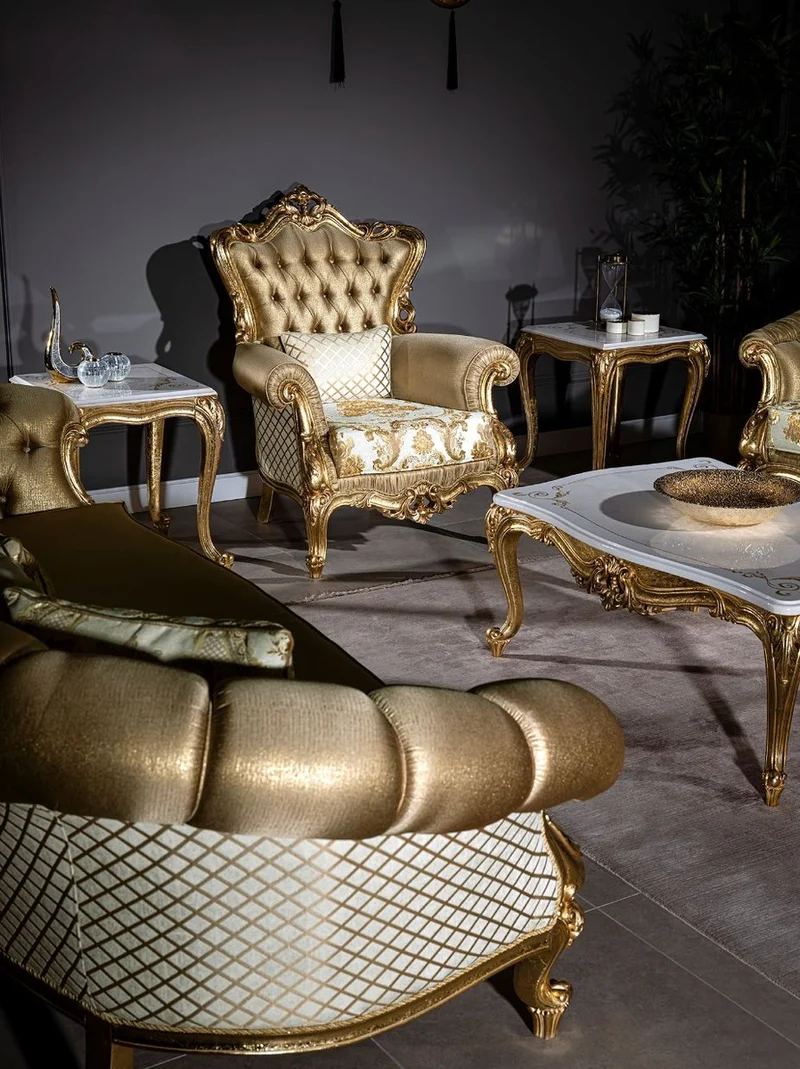 Casa Padrino Luxus Barock Wohnzimmer Sessel mit dekorativem Kissen Gold / Weiß 98 x 90 x H. 117 cm - Prunkvolle Barock Möbel