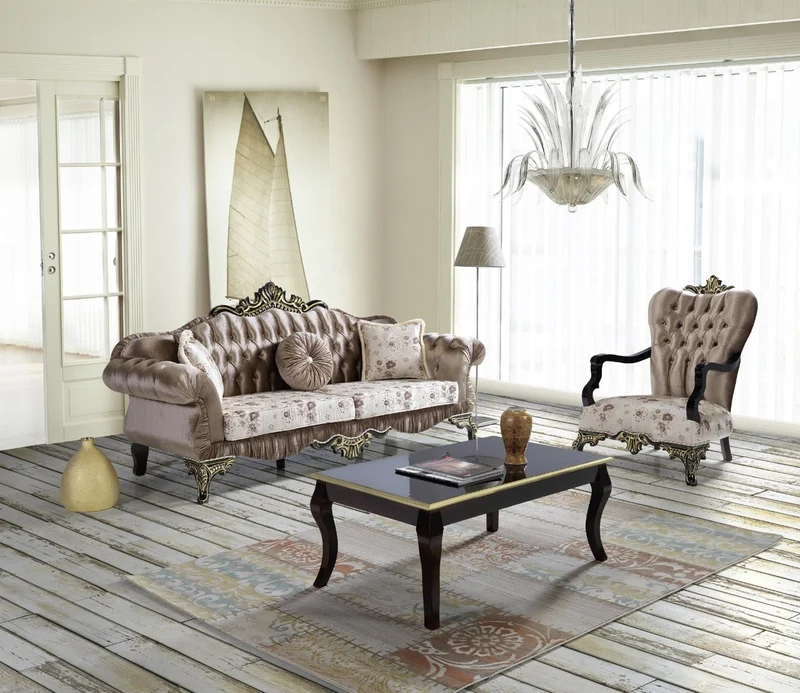 Casa Padrino Barock Couchtisch Schwarz / Gold 100 x 74 x H. 46 cm - Massivholz Wohnzimmertisch im Barockstil - Barock Wohnzimmer Möbel