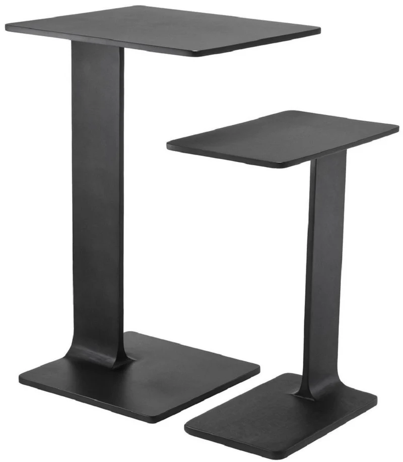 Casa Padrino Luxus Beistelltisch Set Schwarz - 2 Tische aus hochwertigem Aluminium - Wohnzimmer Möbel - Luxus Qualität