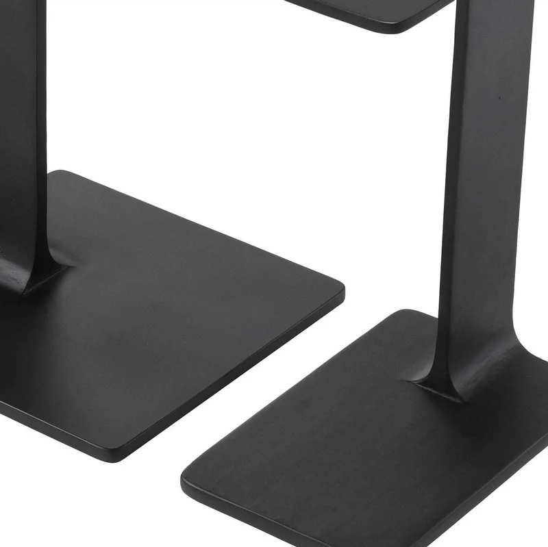 Casa Padrino Luxus Beistelltisch Set Schwarz - 2 Tische aus hochwertigem Aluminium - Wohnzimmer Möbel - Luxus Qualität