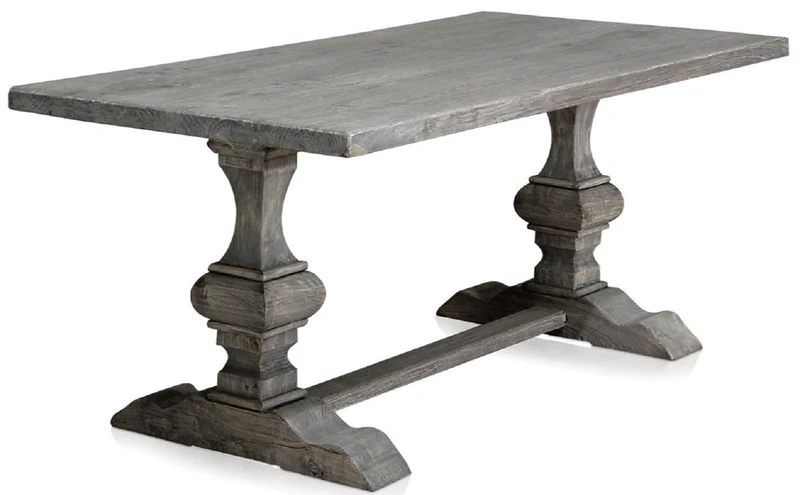 Casa Padrino Luxus Massivholz Esstisch Grau 180 x 90 x H. 76 cm - Rechteckiger Küchentisch aus hochwertigen unbehandeltem Altholz