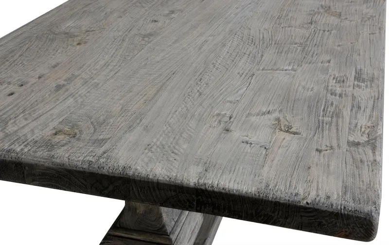 Casa Padrino Luxus Massivholz Esstisch Grau 180 x 90 x H. 76 cm - Rechteckiger Küchentisch aus hochwertigen unbehandeltem Altholz