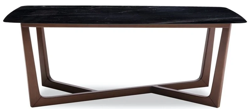 Casa Padrino Luxus Esstisch Schwarz / Braun 200 x 100 x H. 77 cm - Küchentisch mit edler Glaskeramik Tischplatte in Marmoroptik und massiven Buchenholz Beinen - Luxus Esszimmer Möbel