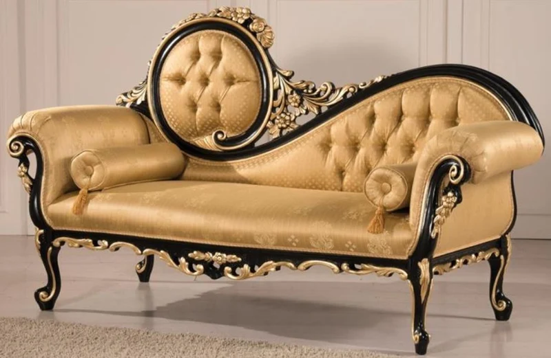 Casa Padrino Luxus Barock Wohnzimmer Set Gold / Schwarz - 2 Sofas & 1 Couchtisch & 2 Beistelltische - Wohnzimmermöbel im Barockstil - Edle Barock Möbel