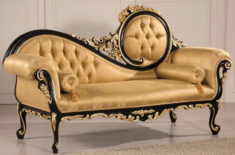 Casa Padrino Luxus Barock Wohnzimmer Set Gold / Schwarz - 2 Sofas & 1 Couchtisch & 2 Beistelltische - Wohnzimmermöbel im Barockstil - Edle Barock Möbel