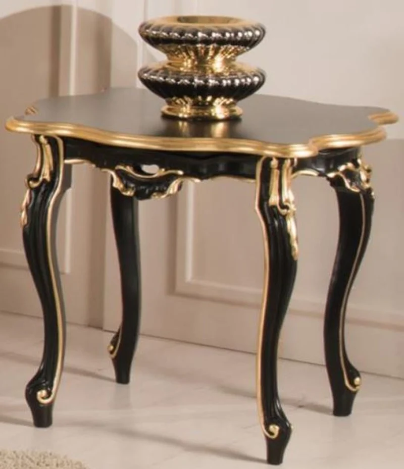 Casa Padrino Luxus Barock Wohnzimmer Set Gold / Schwarz - 2 Sofas & 1 Couchtisch & 2 Beistelltische - Wohnzimmermöbel im Barockstil - Edle Barock Möbel