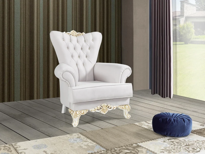 Casa Padrino Barock Wohnzimmer Set Hellgrau / Weiß / Creme / Gold - 2 Sofas & 2 Sessel & 1 Couchtisch - Edle Wohnzimmer Möbel im Barockstil
