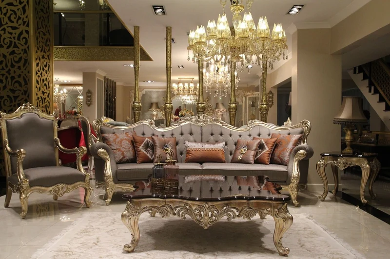 Casa Padrino Luxus Barock Couchtisch Dunkelbraun / Gold 145 x 145 x H. 45 cm - Prunkvoller Massivholz Wohnzimmertisch mit edlen Verzierungen - Barock Wohnzimmer Möbel