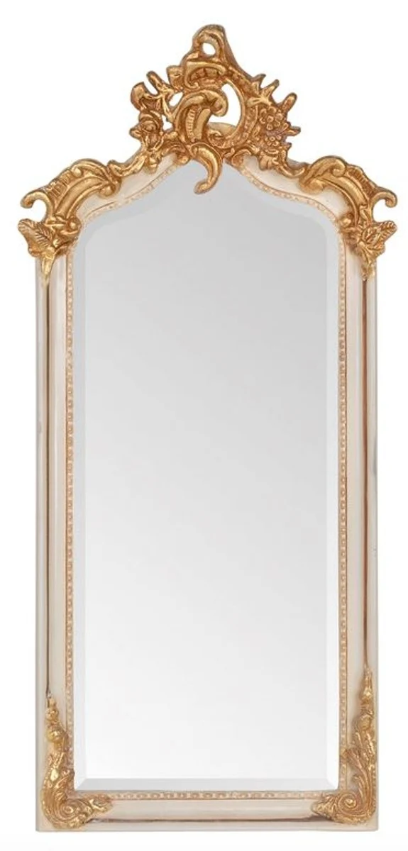 Casa Padrino Barock Spiegel Antik Stil Creme / Gold 115 x 48 cm - Möbel Wandspiegel
