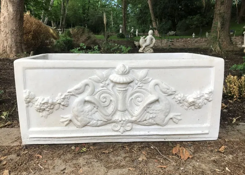 Casa Padrino Barock Blumenkübel Weiß 36 x 81 x H. 43 cm - eckiges Blumengefäß im Barockstil - Blumenkübel - Pflanzkübel Jugendstil Antik Stil