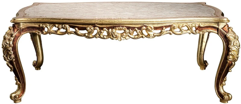 Casa Padrino Luxus Barock Esstisch Creme / Beige / Braun / Gold 210 x 110 x H. 85 cm - Prunkvoller Massivholz Esszimmertisch - Esszimmer Möbel im Barockstil