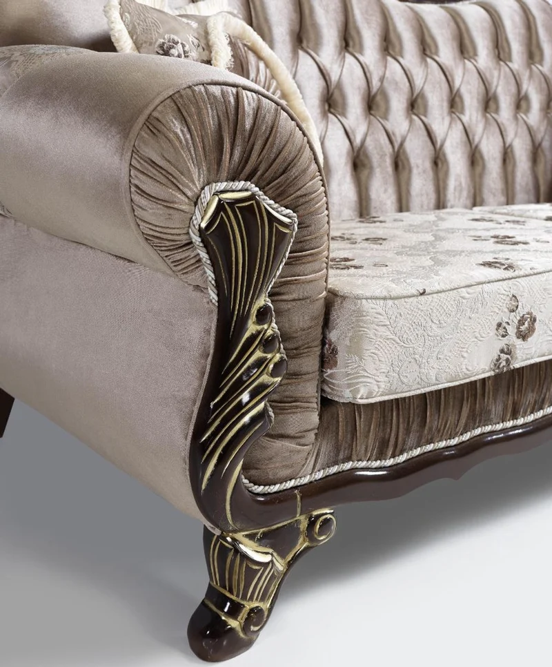 Casa Padrino Barock Wohnzimmer Set Braun / Beige / Schwarz / Gold - 2 Sofas & 2 Sessel & 1 Couchtisch - Wohnzimmer Möbel im Barockstil