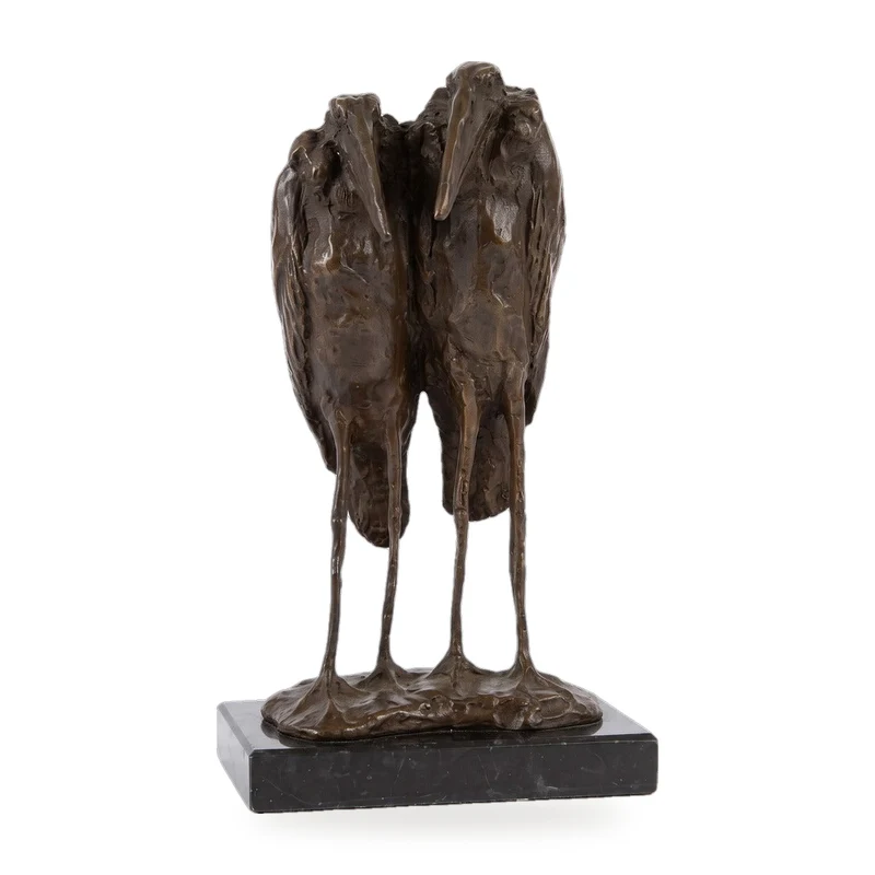 Casa Padrino Luxus Bronze Skulptur Marabu Störche Bronze / Schwarz 21,2 x 16,7 x H. 35,8 cm - Bronzefigur mit Marmorsockel - Dekofigur
