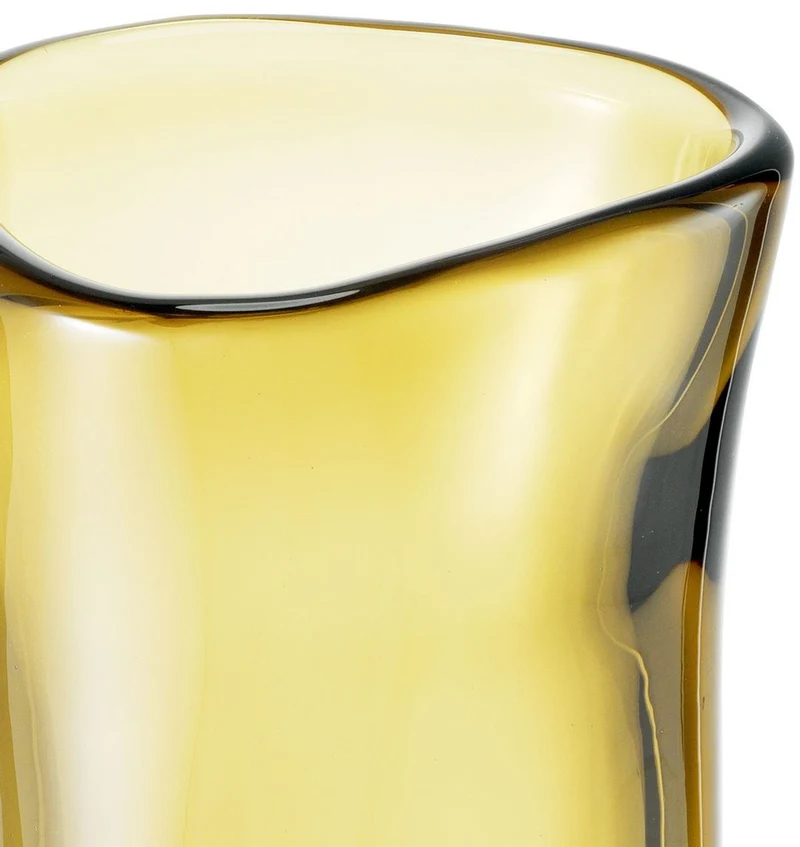 Casa Padrino Luxus Deko Glas Vase Gelb Ø 14 x H. 22 cm - Mundgeblasene Blumenvase - Luxus Deko Accessoires