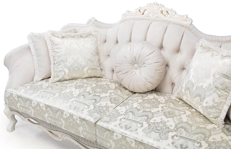 Casa Padrino Luxus Barock Wohnzimmer Set Hellrosa / Weiß / Beige - 2 Sofas & 2 Sessel & 1 Couchtisch - Prunkvolle Wohnzimmer Möbel im Barockstil