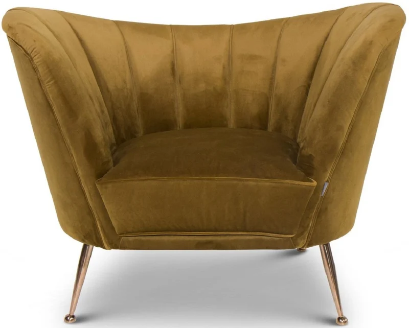 Casa Padrino Luxus Samt Sessel Ocker / Kupfer 77 x 78 x H. 102 cm - Art Deco Wohnzimmer Sessel - Luxus Möbel