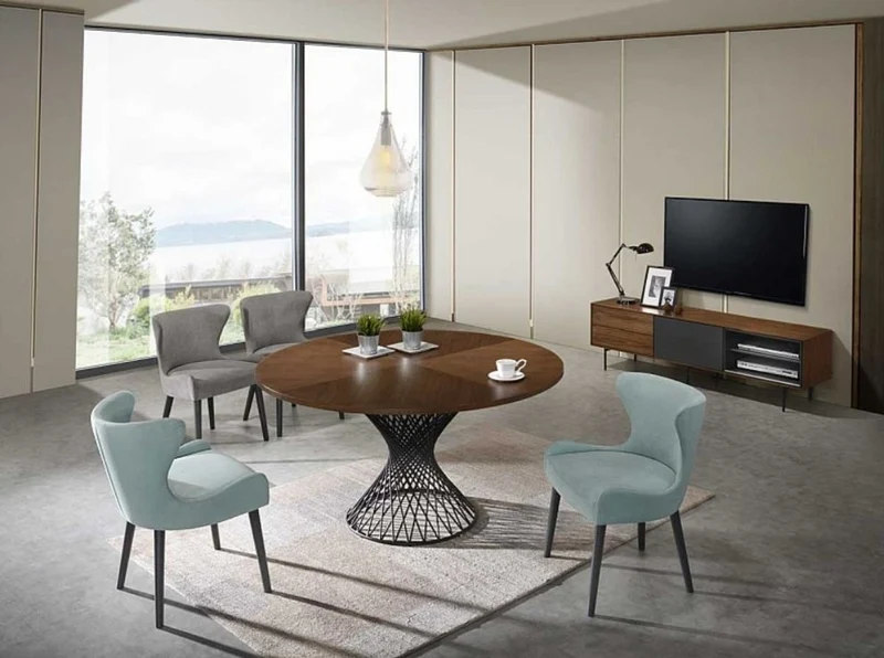 Casa Padrino Luxus Esstisch Braun / Schwarz Ø 137 x H. 75 cm - Runder Esszimmertisch - Esszimmer Möbel