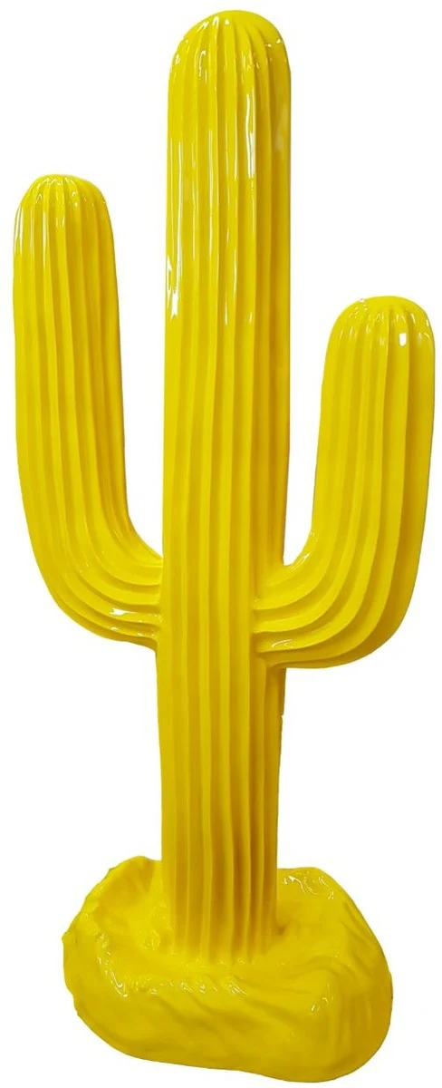 Casa Padrino Designer Skulptur Kaktus Gelb 84 x H. 185 cm - Wetterbeständige Gartendeko