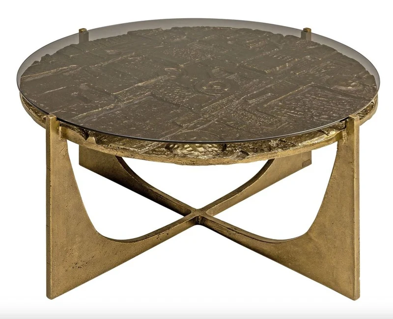 Casa Padrino Luxus Art Deco Couchtisch Bronze 74 x 38 cm - Gold mit Glasplatte - Art Design Tisch