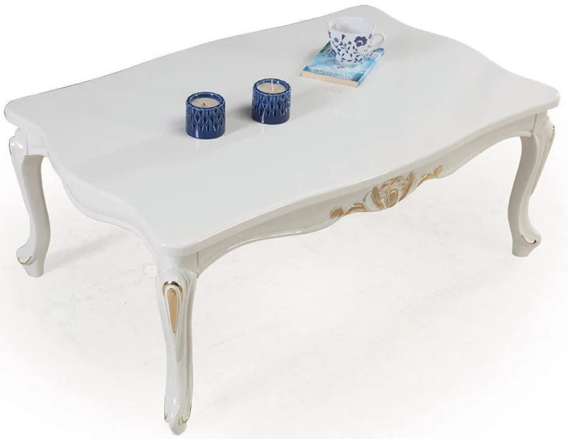 Casa Padrino Luxus Barock Wohnzimmer Set Blau / Weiß / Gold - 2 Sofas & 2 Sessel & 1 Couchtisch - Prunkvolle Wohnzimmer Möbel im Barockstil