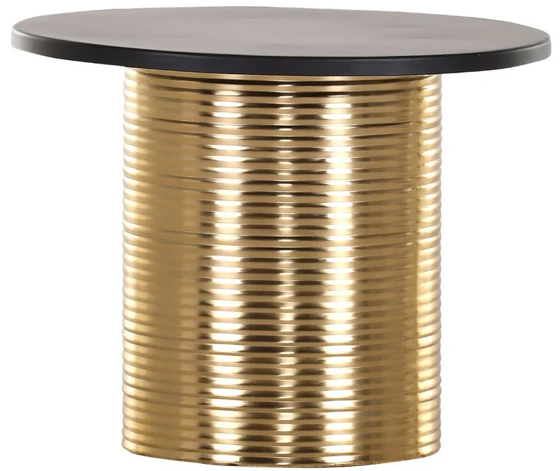 Casa Padrino Luxus Beistelltisch Schwarz / Gold Ø 50 x H. 40 cm - Runder pulverbeschichteter und galvanisierter Metall Tisch - Wohnzimmer Möbel