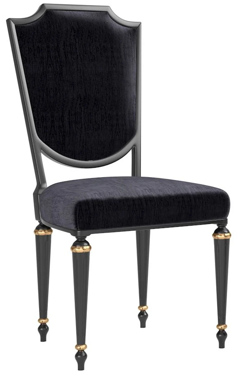 Casa Padrino Luxus Barock Esszimmer Set Schwarz / Antik Gold - 1 Esszimmertisch & 6 Esszimmerstühle - Barock Esszimmermöbel - Luxus Qualität - Edel & Prunkvoll