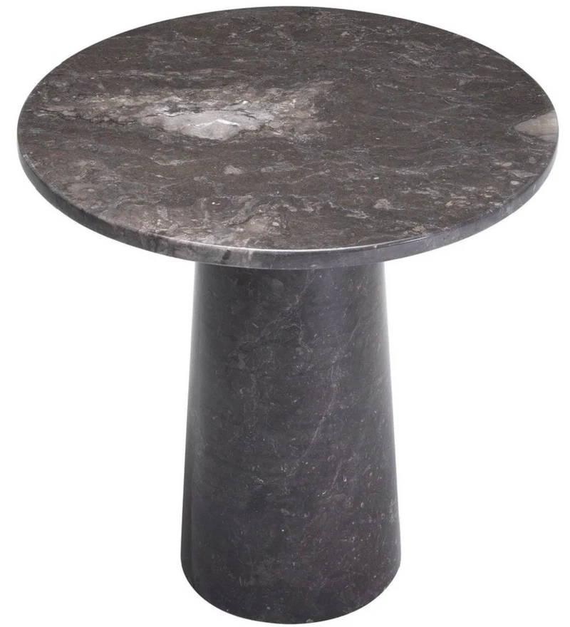 Casa Padrino Luxus Beistelltisch Grau Ø 54,5 x H. 56 cm - Runder Marmor Tisch - Wohnzimmer Möbel - Luxus Kollektion