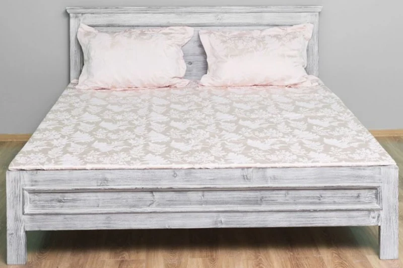 Casa Padrino Landhausstil Massivholz Bett Antik Grau 160 x 200 x H. 93 cm - Massivholz Doppelbett - Landhausstil Schlafzimmer Möbel