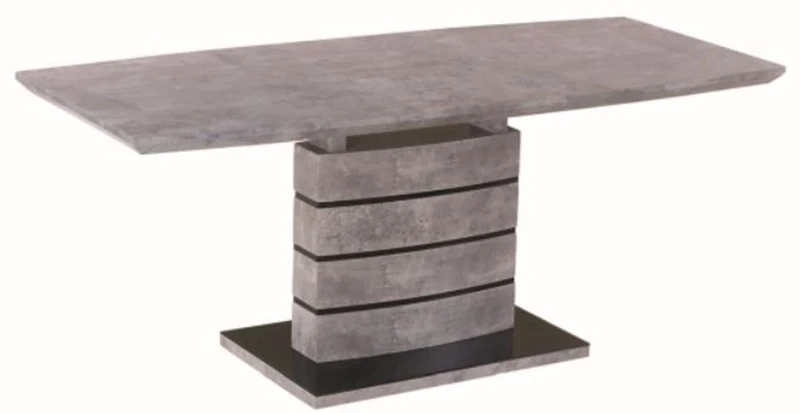Casa Padrino Luxus Esstisch Grau / Schwarz 140-180 x 80 x H. 76 cm - Ausziehbarer Esszimmertisch in Betonoptik