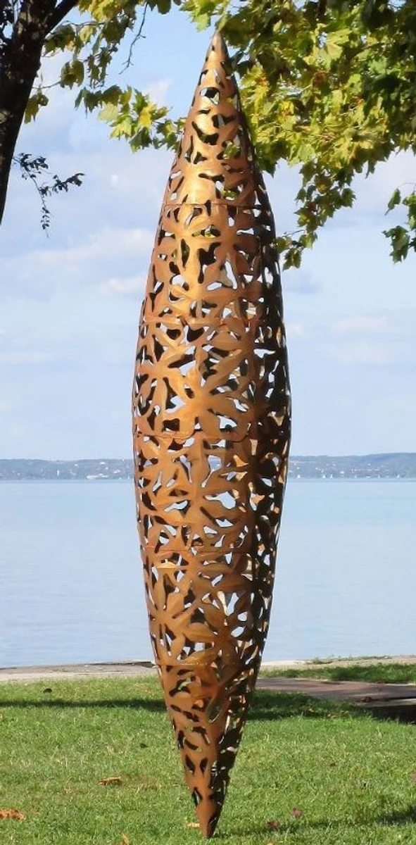 Casa Padrino Designer Garten Skulptur Zapfen Kegel Rostfarben Ø 40 x H. 200 cm - Handgefertigte Gartenfigur - Luxus Garten Dekoration