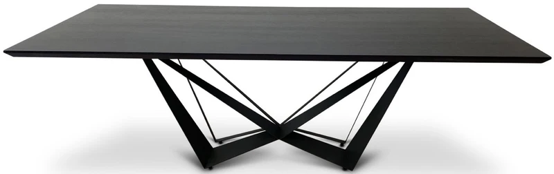 Casa Padrino Luxus Esstisch Schwarz 240 x 120 x H. 76 cm - Rechteckiger Küchentisch mit Eichenholz Furnier Tischplatte - Luxus Esszimmer Möbel