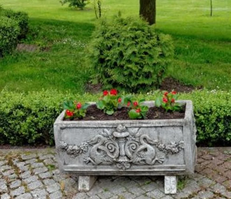 Casa Padrino Barock Blumenkübel Antik Grau 36 x 81 x H. 43 cm - eckiges Blumengefäß im Barockstil - Blumenkübel - Pflanzkübel Jugendstil