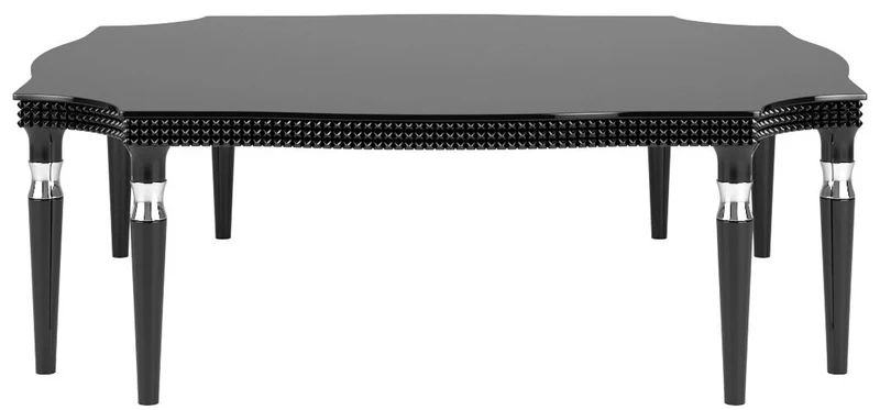 Casa Padrino Luxus Art Deco Couchtisch Schwarz / Silber 130 x 130 x H. 45 cm - Edler Wohnzimmertisch mit 8 Tischbeinen - Art Deco Wohnzimmer Möbel