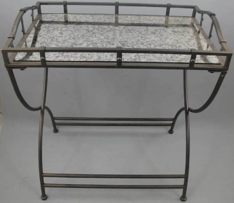 Casa Padrino Jugendstil Serviertisch mit antikem Spiegelglas Schwarz 70 x 46 x H. 80 cm - Gastronomie Accessoires