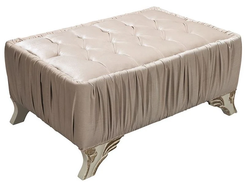 Casa Padrino Luxus Barock Couchtisch Grau / Creme / Gold 100 x 80 x H. 45 cm - Wohnzimmertisch mit Glitzersteinen - Wohnzimmer Möbel im Barockstil