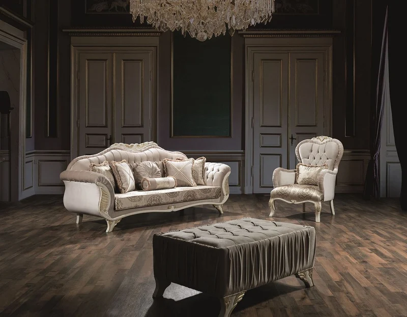 Casa Padrino Luxus Barock Couchtisch Grau / Creme / Gold 100 x 80 x H. 45 cm - Wohnzimmertisch mit Glitzersteinen - Wohnzimmer Möbel im Barockstil
