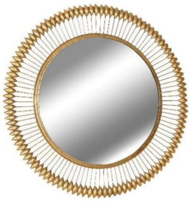 Casa Padrino Designer Spiegel Gold Ø 90 cm - Moderner mit Goldfolie pulverbeschichteter Metall Wandspiegel - Luxus Deko Accessoires