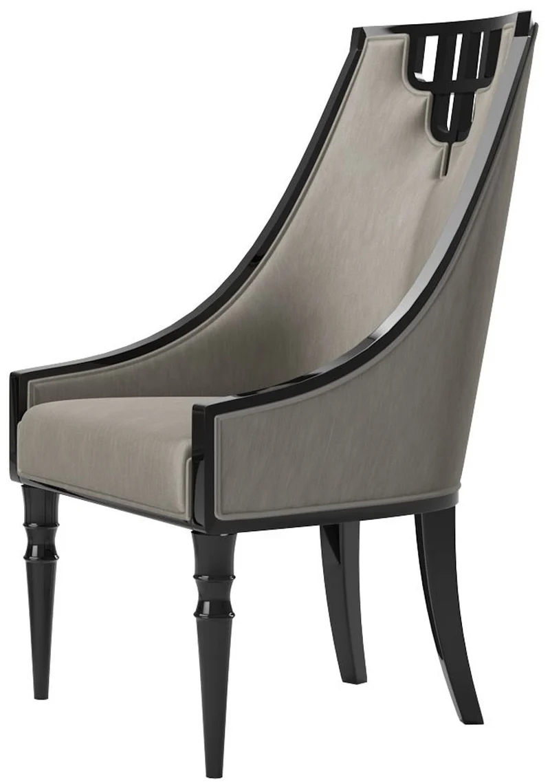 Casa Padrino Luxus Art Deco Esszimmer Set Grau / Schwarz / Silber - 1 Esszimmertisch & 6 Esszimmerstühle - Art Deco Esszimmer Möbel - Luxus Qualität