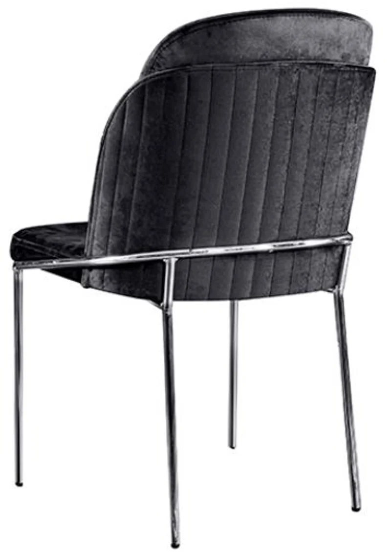 Casa Padrino Luxus Art Deco Esszimmer Set Schwarz / Weiß / Grau / Silber - 1 Esszimmertisch & 4 Esszimmerstühle - Edle Art Deco Esszimmer Möbel