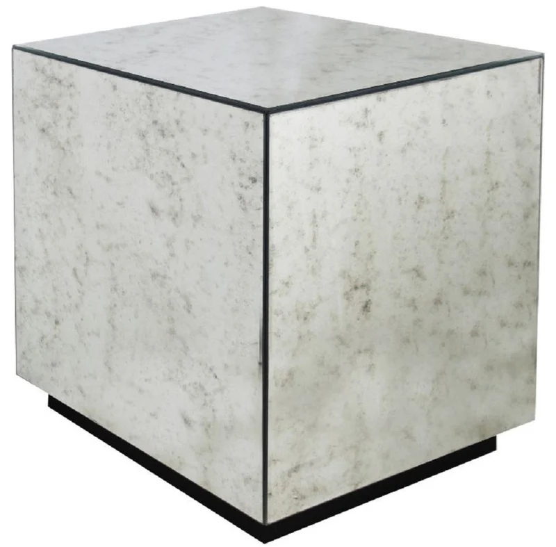 Casa Padrino Luxus Beistelltisch 50 x 50 x H. 60 cm - Quadratischer Tisch mit antikem Spiegelglas - Luxus Kollektion