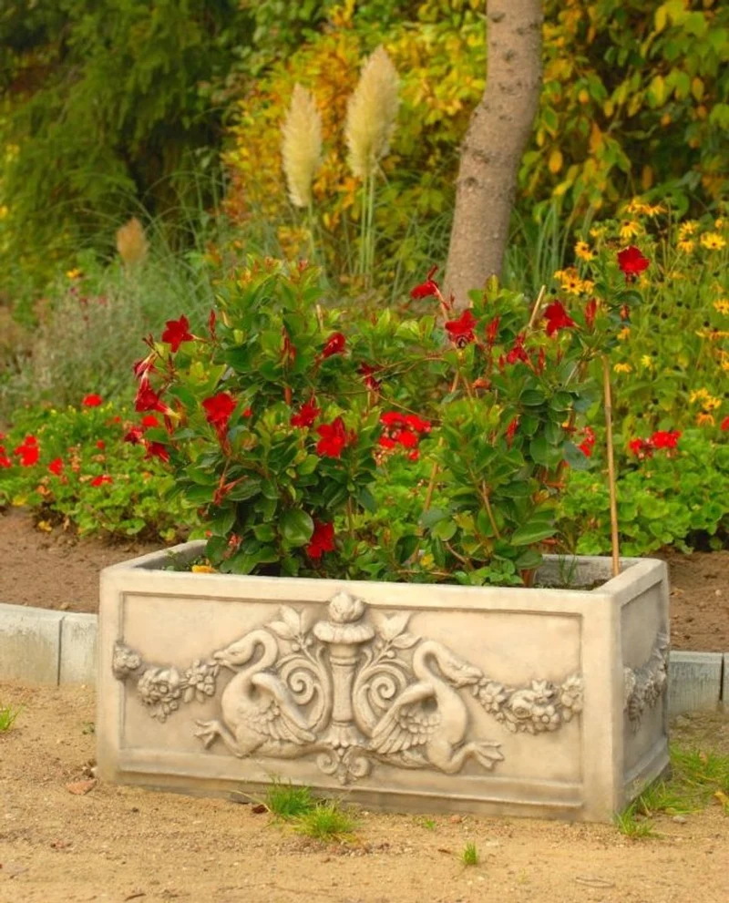 Casa Padrino Barock Blumenkübel Antik Creme 36 x 81 x H. 43 cm - eckiges Blumengefäß im Barockstil - Blumenkübel - Pflanzkübel Jugendstil