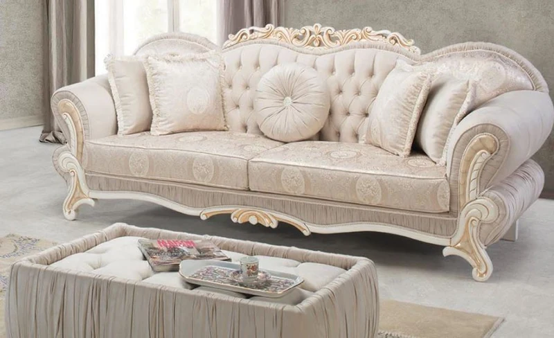 Casa Padrino Luxus Barock Beistelltisch Hellrosa / Weiß / Gold 91 x 63 x H. 42 cm - Wohnzimmermöbel
