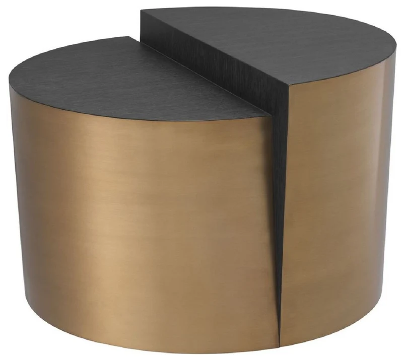 Casa Padrino Designer Beistelltisch Anthrazitgrau / Messingfarben Ø 60 x H. 42,5 cm - Designer Wohnzimmer Möbel - Luxus Qualität