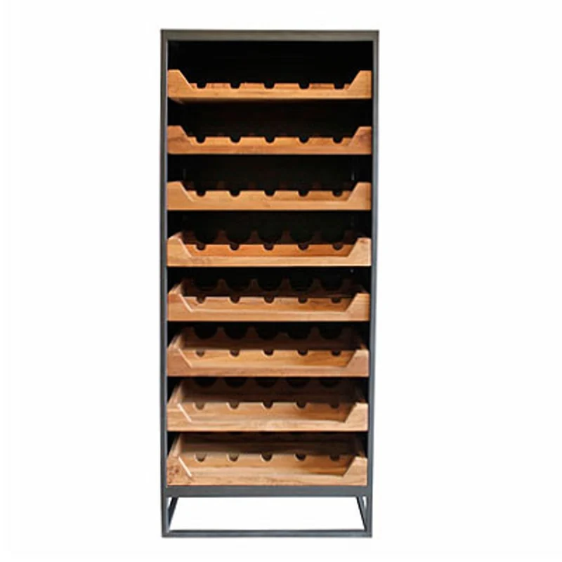 Casa Padrino Industrial Look Weinschrank 67x45x183cm Metall / Holz - Weinregal