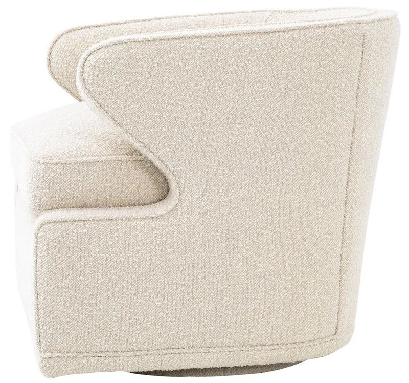 Casa Padrino Luxus Drehsessel Cremefarben 75 x 80 x H. 73 cm - Wohnzimmer Sessel - Luxus Qualität