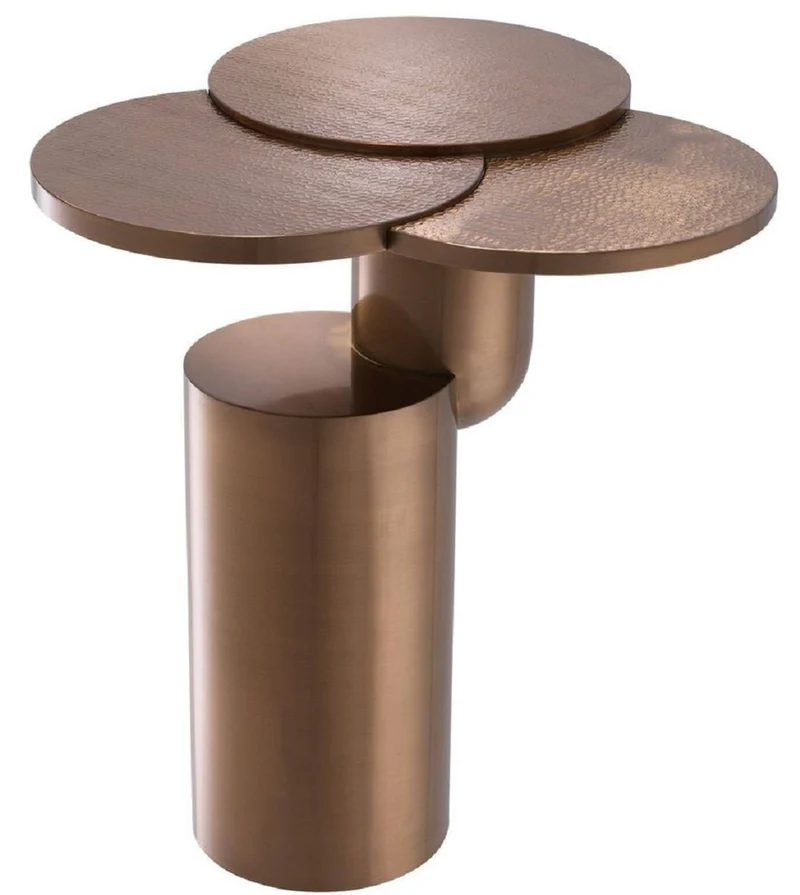 Casa Padrino Luxus Beistelltisch Kupferfarben Ø 57 x H. 61,5 cm - Designer Edelstahl Tisch - Wohnzimmermöbel - Luxus Kollektion